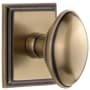 Grandeur Eden Prairie Solid Brass Privacy Door Knob Set with Carre Square Trim from the Concealed Screw Collection - 2-3/8" Backset Vintage Brass