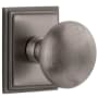 Grandeur Fifth Avenue Solid Brass Privacy Door Knob Set with Carre Square Trim from the Concealed Screw Collection - 2-3/8" Backset Antique Pewter