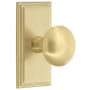 Grandeur Fifth Avenue Solid Brass Passage Door Knob Set with Carre Short Trim from the Concealed Screw Collection - 2-3/4" Backset Satin Brass