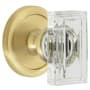 Grandeur Carre Crystal Solid Brass Passage Door Knob Set with Circulaire Trim from the Concealed Screw Collection - 2-3/4" Backset Satin Brass