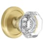 Grandeur Chambord Crystal Solid Brass Privacy Door Knob Set with Circulaire Trim from the Concealed Screw Collection - 2-3/8" Backset Satin Brass