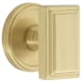 Grandeur Carre Solid Brass Passage Door Knob Set with Georgetown Trim from the Concealed Screw Collection - 2-3/8" Backset Satin Brass