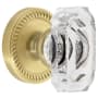 Grandeur Baguette Crystal Solid Brass Passage Door Knob Set with Newport Trim from the Concealed Screw Collection - 2-3/8" Backset Satin Brass