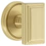 Grandeur Carre Solid Brass Privacy Door Knob Set with Soleil Trim from the Concealed Screw Collection - 2-3/4" Backset Satin Brass