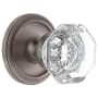 Grandeur Chambord Crystal Solid Brass Passage Door Knob Set with Circulaire Trim from the Concealed Screw Collection - 2-3/4" Backset Antique Pewter