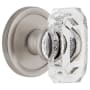 Grandeur Baguette Crystal Solid Brass Privacy Door Knob Set with Circulaire Trim from the Concealed Screw Collection - 2-3/4" Backset Satin Nickel