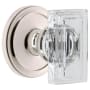 Grandeur Carre Crystal Solid Brass Privacy Door Knob Set with Circulaire Trim from the Concealed Screw Collection - 2-3/8" Backset Polished Nickel