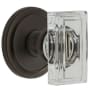 Grandeur Carre Crystal Solid Brass Privacy Door Knob Set with Circulaire Trim from the Concealed Screw Collection - 2-3/8" Backset Timeless Bronze
