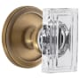 Grandeur Carre Crystal Solid Brass Privacy Door Knob Set with Circulaire Trim from the Concealed Screw Collection - 2-3/8" Backset Vintage Brass