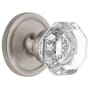 Grandeur Chambord Crystal Solid Brass Privacy Door Knob Set with Circulaire Trim from the Concealed Screw Collection - 2-3/8" Backset Satin Nickel