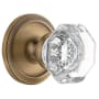 Grandeur Chambord Crystal Solid Brass Privacy Door Knob Set with Circulaire Trim from the Concealed Screw Collection - 2-3/8" Backset Vintage Brass