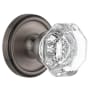 Grandeur Chambord Crystal Solid Brass Privacy Door Knob Set with Georgetown Trim from the Concealed Screw Collection - 2-3/8" Backset Antique Pewter