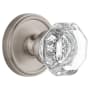 Grandeur Chambord Crystal Solid Brass Privacy Door Knob Set with Georgetown Trim from the Concealed Screw Collection - 2-3/8" Backset Satin Nickel