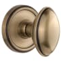 Grandeur Eden Prairie Solid Brass Privacy Door Knob Set with Georgetown Trim from the Concealed Screw Collection - 2-3/8" Backset Vintage Brass