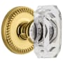 Grandeur Baguette Crystal Solid Brass Passage Door Knob Set with Newport Trim from the Concealed Screw Collection - 2-3/8" Backset Lifetime Brass