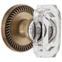 Grandeur Baguette Crystal Solid Brass Passage Door Knob Set with Newport Trim from the Concealed Screw Collection - 2-3/8" Backset Vintage Brass