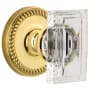 Grandeur Carre Crystal Solid Brass Privacy Door Knob Set with Newport Trim from the Concealed Screw Collection - 2-3/8" Backset Lifetime Brass