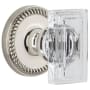 Grandeur Carre Crystal Solid Brass Privacy Door Knob Set with Newport Trim from the Concealed Screw Collection - 2-3/8" Backset Polished Nickel