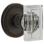 Grandeur Carre Crystal Solid Brass Privacy Door Knob Set with Newport Trim from the Concealed Screw Collection - 2-3/8" Backset Timeless Bronze
