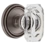 Grandeur Baguette Crystal Solid Brass Privacy Door Knob Set with Soleil Trim from the Concealed Screw Collection - 2-3/8" Backset Antique Pewter