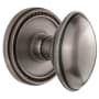 Grandeur Eden Prairie Solid Brass Privacy Door Knob Set with Soleil Trim from the Concealed Screw Collection - 2-3/4" Backset Antique Pewter