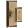 Grandeur Carre Solid Brass Non-Turning Two-Sided Dummy Door Knob Set with Carre Short Trim from the Concealed Screw Collection Vintage Brass