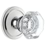 Grandeur Chambord Crystal Solid Brass Non-Turning Two-Sided Dummy Door Knob Set with Circulaire Trim from the Concealed Screw Collection Bright Chrome