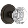 Grandeur Chambord Crystal Solid Brass Non-Turning Two-Sided Dummy Door Knob Set with Circulaire Trim from the Concealed Screw Collection Timeless Bronze