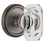 Grandeur Baguette Crystal Solid Brass Non-Turning One-Sided Dummy Door Knob with Georgetown Trim from the Concealed Screw Collection Antique Pewter