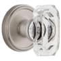 Grandeur Baguette Crystal Solid Brass Non-Turning One-Sided Dummy Door Knob with Georgetown Trim from the Concealed Screw Collection Satin Nickel
