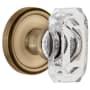 Grandeur Baguette Crystal Solid Brass Non-Turning One-Sided Dummy Door Knob with Georgetown Trim from the Concealed Screw Collection Vintage Brass