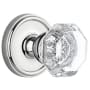 Grandeur Chambord Crystal Solid Brass Non-Turning One-Sided Dummy Door Knob with Georgetown Trim from the Concealed Screw Collection Bright Chrome