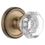 Grandeur Chambord Crystal Solid Brass Non-Turning One-Sided Dummy Door Knob with Georgetown Trim from the Concealed Screw Collection Vintage Brass