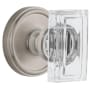 Grandeur Carre Crystal Solid Brass Non-Turning Two-Sided Dummy Door Knob Set with Georgetown Trim from the Concealed Screw Collection Satin Nickel