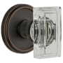 Grandeur Carre Crystal Solid Brass Non-Turning Two-Sided Dummy Door Knob Set with Georgetown Trim from the Concealed Screw Collection Timeless Bronze