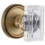 Grandeur Carre Crystal Solid Brass Non-Turning Two-Sided Dummy Door Knob Set with Georgetown Trim from the Concealed Screw Collection Vintage Brass