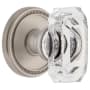 Grandeur Baguette Crystal Solid Brass Non-Turning One-Sided Dummy Door Knob with Soleil Trim from the Concealed Screw Collection Satin Nickel