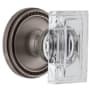Grandeur Carre Crystal Solid Brass Non-Turning Two-Sided Dummy Door Knob Set with Soleil Trim from the Concealed Screw Collection Antique Pewter