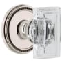 Grandeur Carre Crystal Solid Brass Non-Turning Two-Sided Dummy Door Knob Set with Soleil Trim from the Concealed Screw Collection Polished Nickel