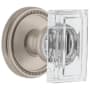 Grandeur Carre Crystal Solid Brass Non-Turning Two-Sided Dummy Door Knob Set with Soleil Trim from the Concealed Screw Collection Satin Nickel