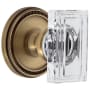 Grandeur Carre Crystal Solid Brass Non-Turning Two-Sided Dummy Door Knob Set with Soleil Trim from the Concealed Screw Collection Vintage Brass