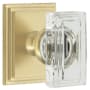 Grandeur Carre Crystal Solid Brass Passage Door Knob Set with Carre Square Trim from the Concealed Screw Collection - 2-3/8" Backset Satin Brass