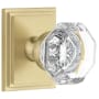 Grandeur Chambord Crystal Solid Brass Privacy Door Knob Set with Carre Square Trim from the Concealed Screw Collection - 2-3/4" Backset Satin Brass