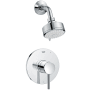 Grohe Concetto Shower Only Trim Package with 1.75 GPM Multi Function Shower Head with EcoJoy, DreamSpray, and SpeedClean Technologies and SilkMove Cartridge Starlight Chrome