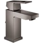 Grohe Eurocube 1.2 GPM Single Hole Bathroom Faucet with StarLight, SilkMove, EcoJoy, and QuickFix Technologies - Includes Pop-Up Drain Assembly Hard Graphite