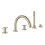 Grohe Atrio New Deck Mounted Roman Tub Filler with Built-In Diverter - Includes Hand Shower Brushed Nickel Infinity