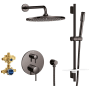 Grohe Timeless Pressure Balanced Shower System with Shower Head, Hand Shower, Slide Bar, Shower Arm, Hose, and Valve Trim Hard Graphite