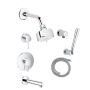 Grohe Essence Pressure Balanced Shower System with Shower Head, Hand Shower, Shower Arm, and Hose - Valves Included Starlight Chrome