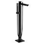 Grohe Eurocube Floor Mounted Tub Filler with Handle and Built-In Diverter - Includes Personal Hand Shower Matte Black