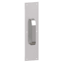 Hager 4" x 16" Square Corner 0.050" Gauge Pull Plate with 1" Modified Half Round Pull on 10" Center from the Pull Plates Collection Satin Stainless
